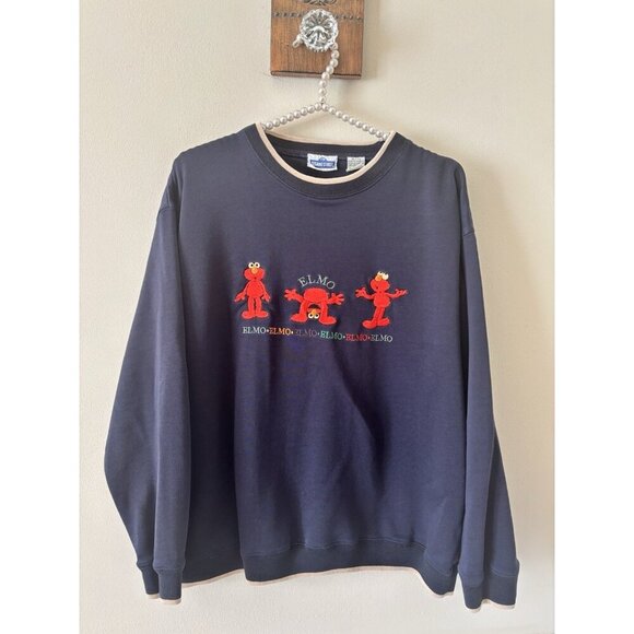 Vintage Sesame Street Womens Size XL Elmo Embroidered Blue Sweatshirt - Picture 1 of 4